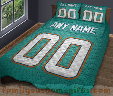 Custom Quilt Sets Miami Jersey Personalized Football Premium Quilt Bedding for Boys Girls Men Women